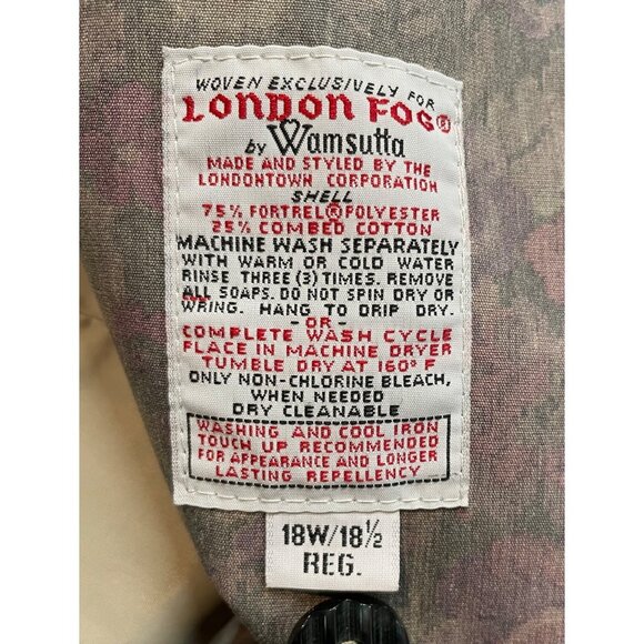 London Fog Womens Size 18W/18 1/2 Purple Floral Lined Trench Coat Duster - Picture 11 of 11